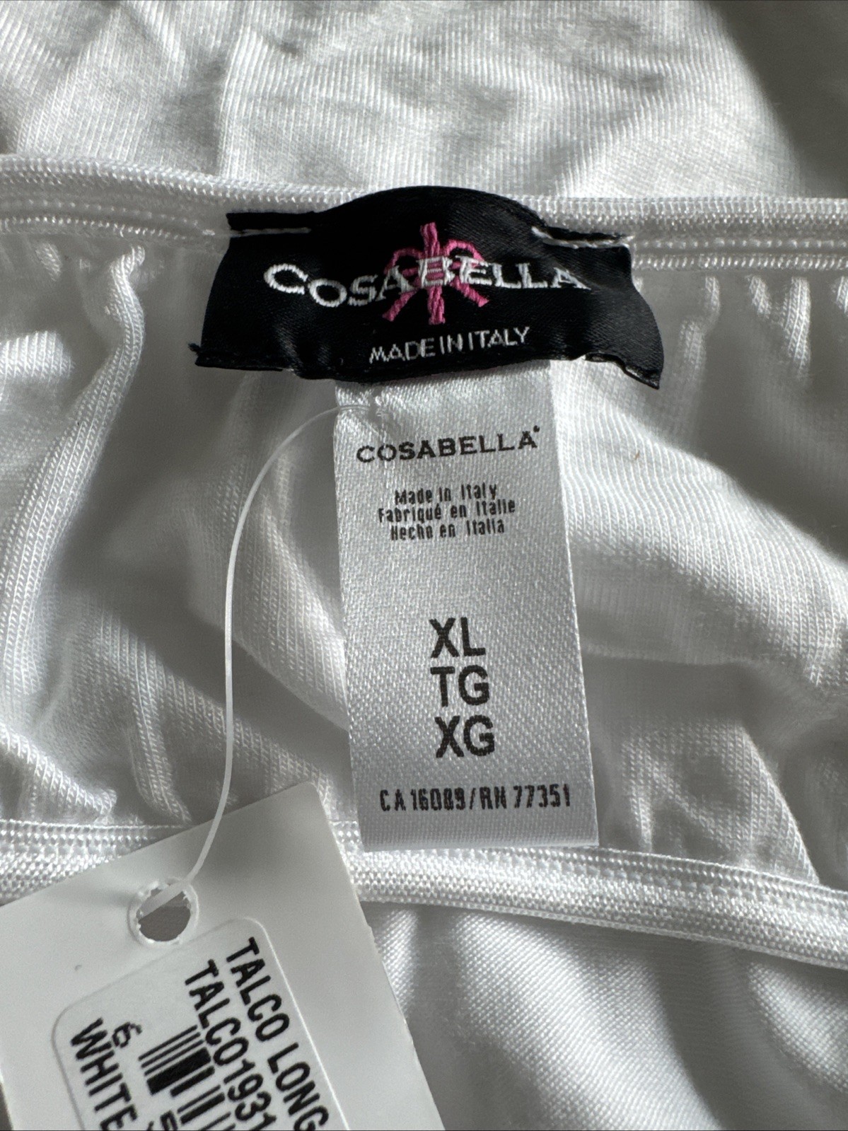 Cosabella Talco Camisole Built-in Bralette Long Super Soft Cami-XL-White