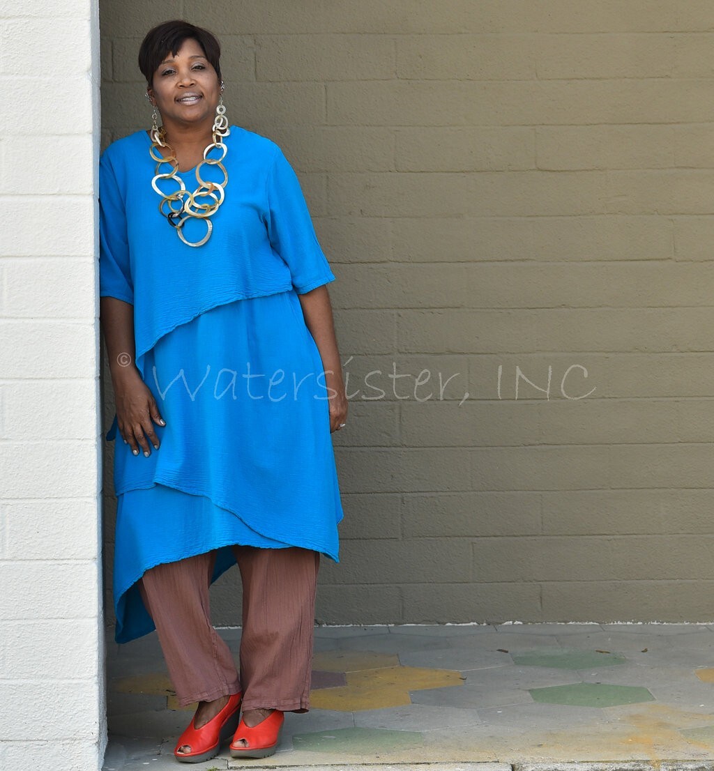 WATERSISTER Cotton Gauze CLOUDS TUNIC 3-Layered Top 1(M/L/XL) oh my COLORS