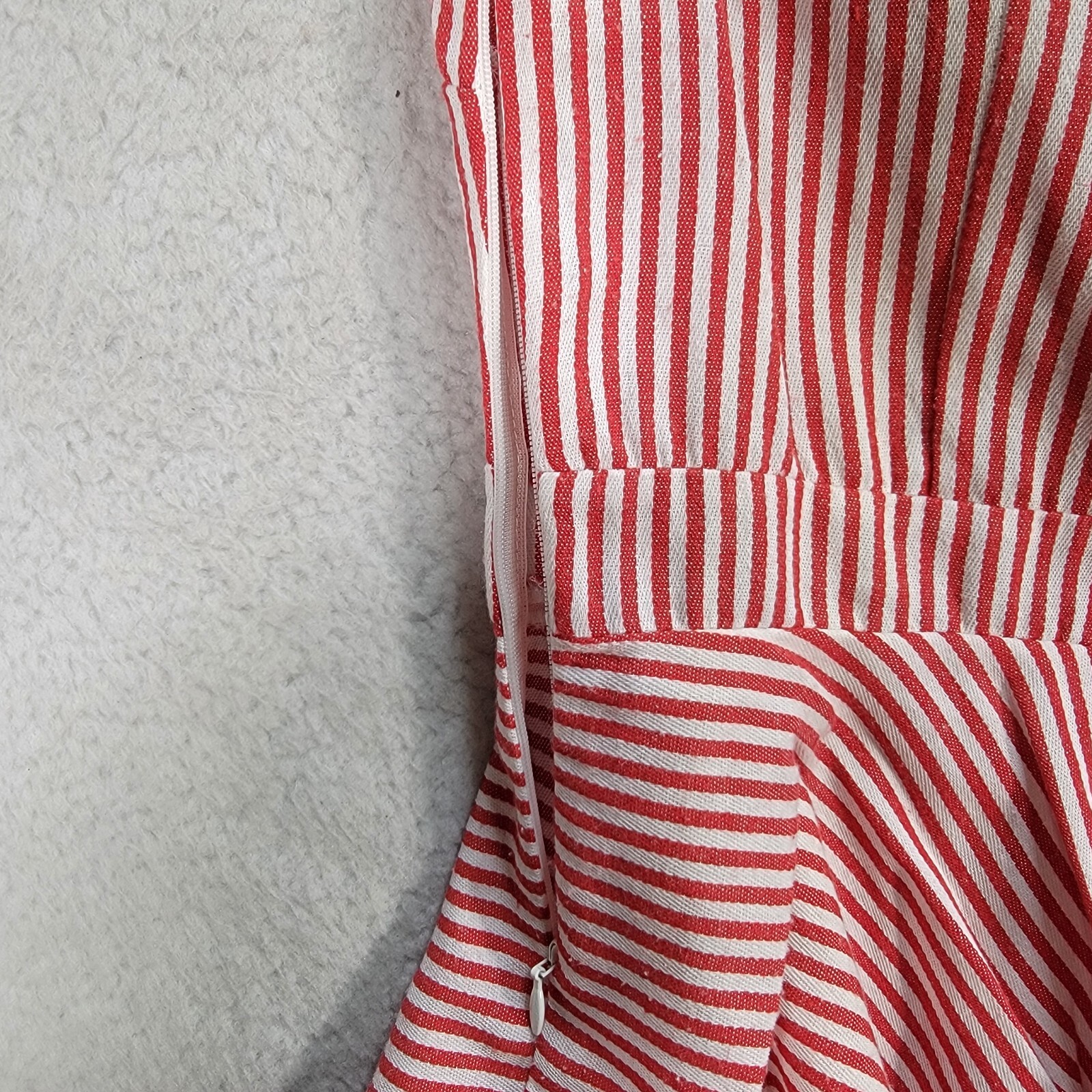 V Cristina Red Striped Ruffle Asymmetric Sexy Pleated Top Womens Blouse Size XS