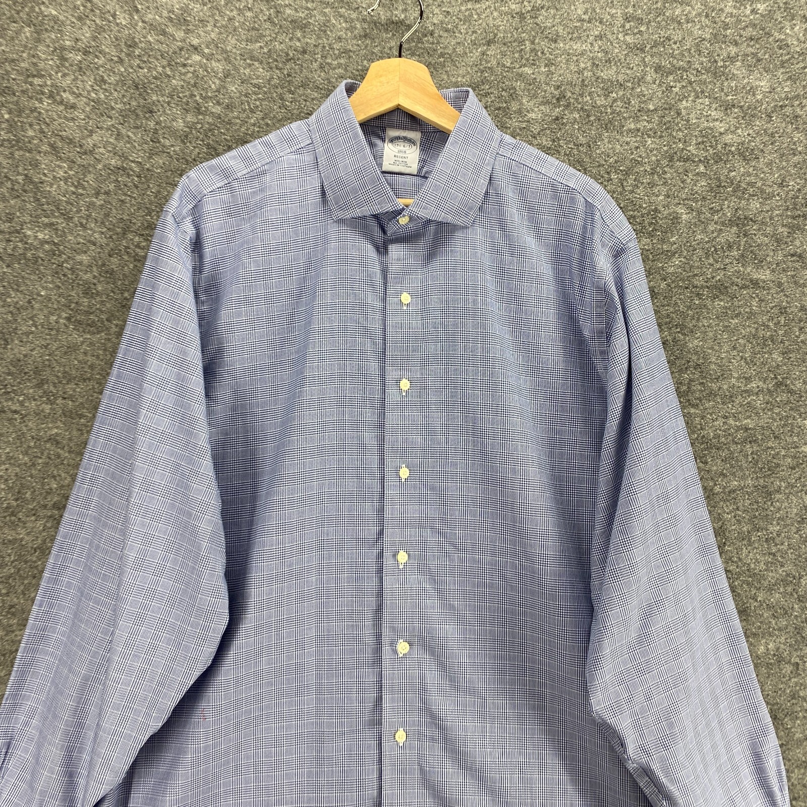 Brooks Brothers Shirt Women 17.5 Blue Check Button Up Long Sleeve