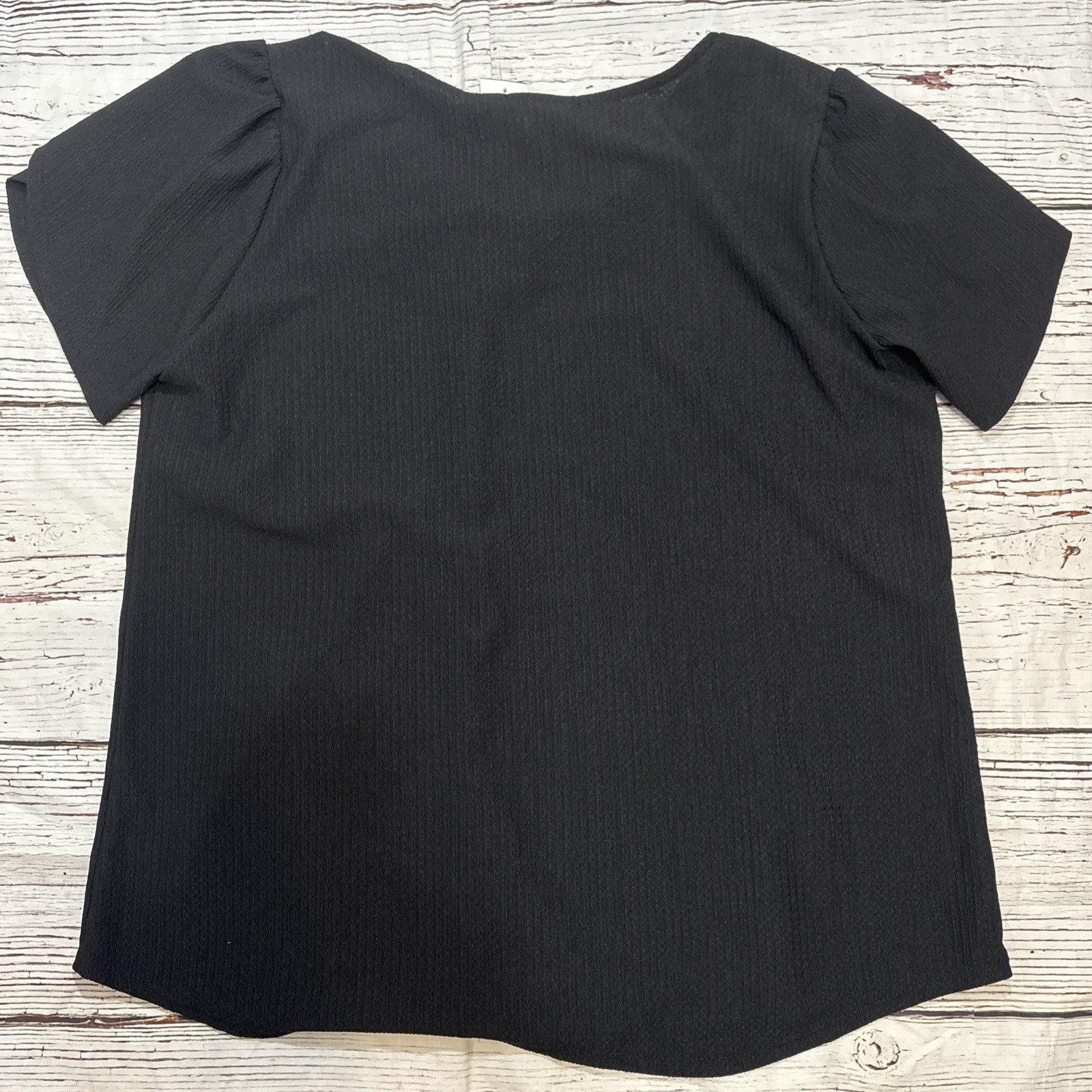 Stitchworks Black Gold Chain Blouse Women’s Short Sleeves Pullover Top NEW
