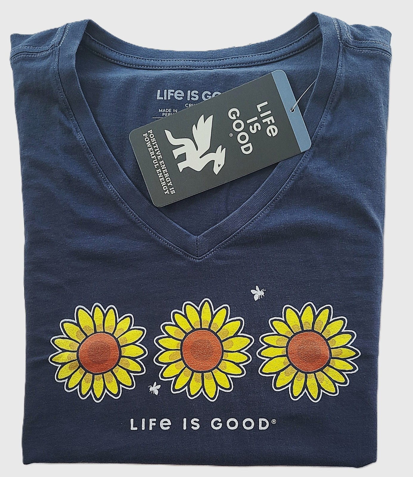 Life Is Good SS Shirt Crusher Vee 3 THREE SUNFLOWERS Bee Flower 51in Womens XXL