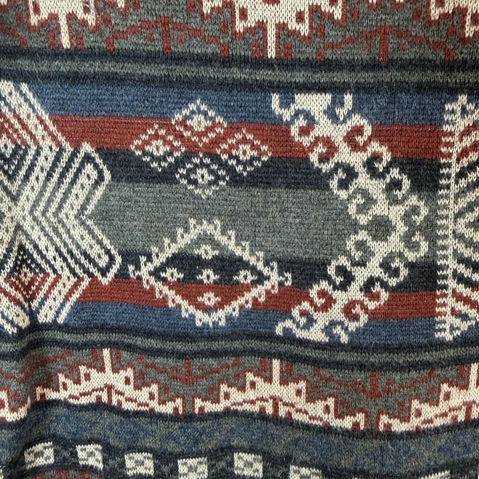 Peruvian Connection Womens Charcoal Grey Geometric Aztec Knit Shirt Top Size M