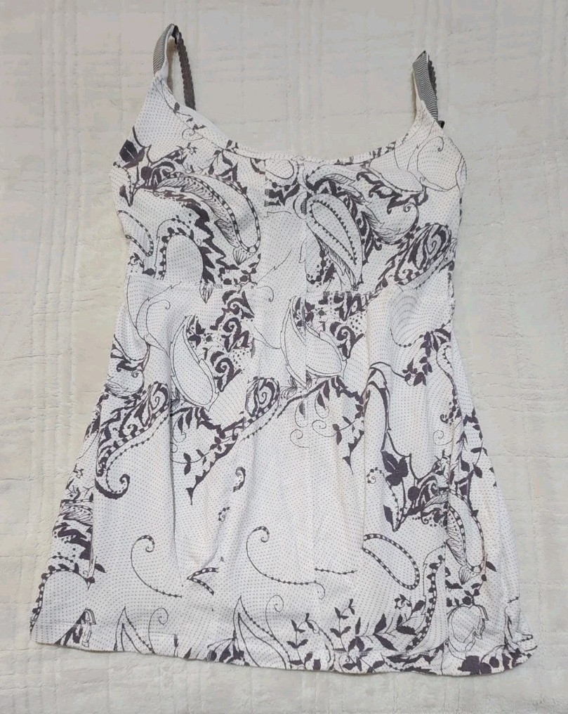 Lole Womens Gray/White Workout Tank Top with Built-in bra sz Small