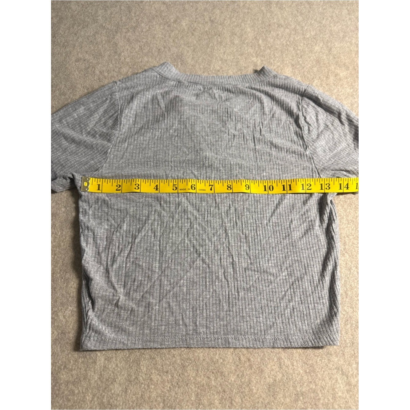 PacSun Light Heather Gray Ribbed V-Notch Short Sleeve Top