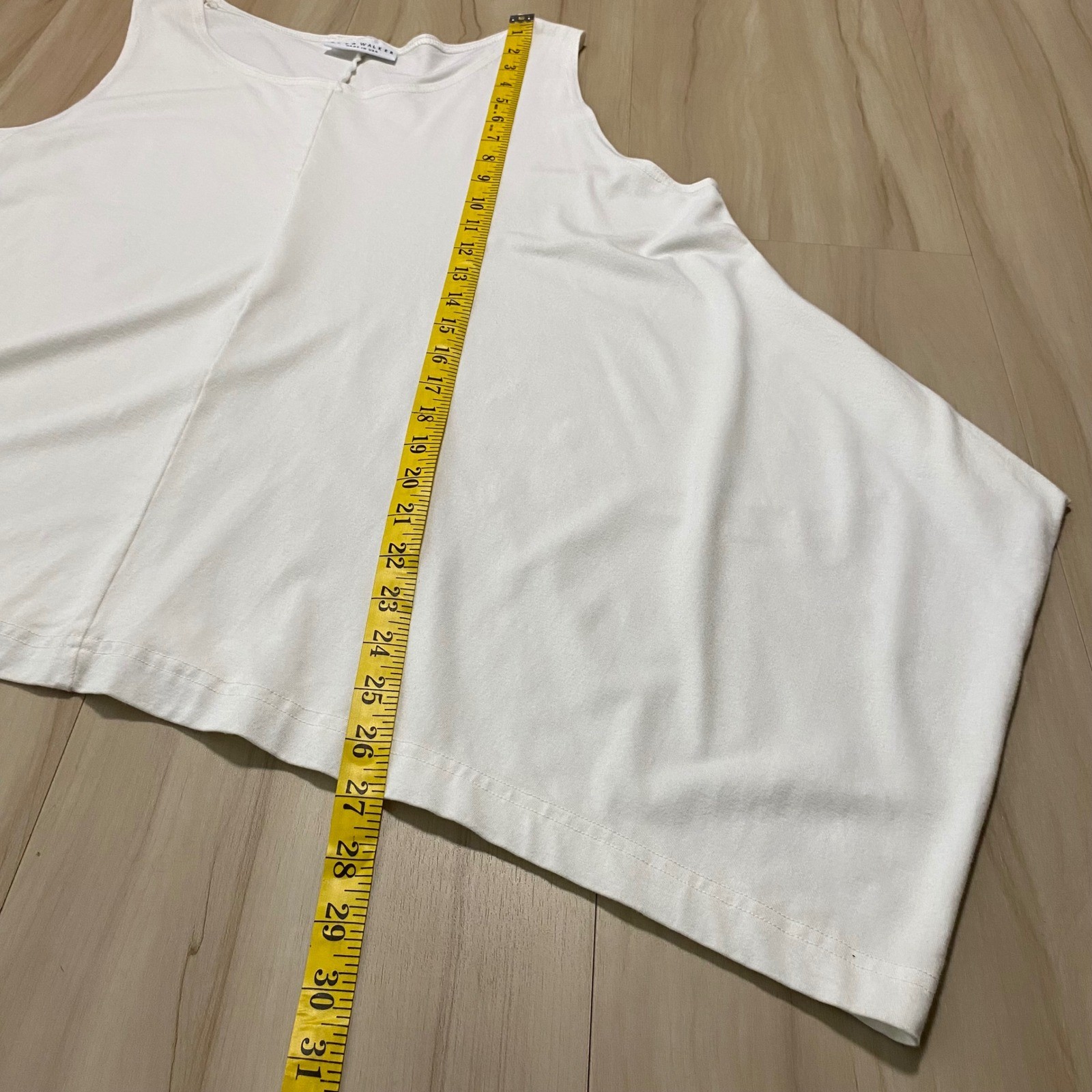 BRYN WALKER Asymmetrical Tank Top M Cream Lagenlook Bamboo Organic Cotton USA