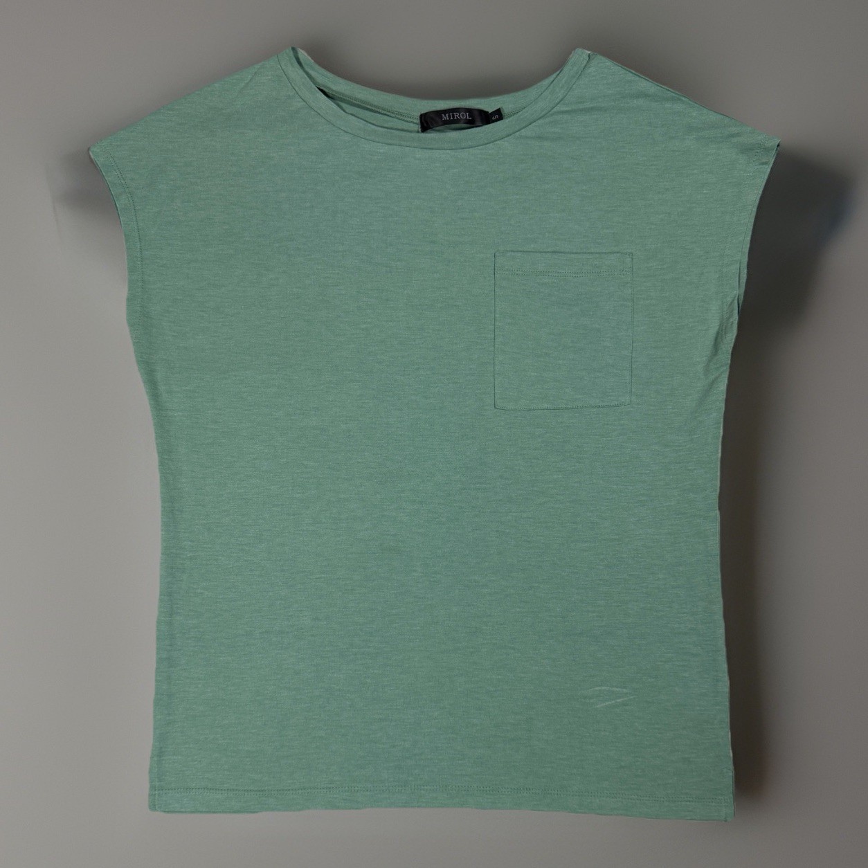 MIROL Pocket Tee Womens S Sage Green Cap Sleeve Relaxed Stretch Casual