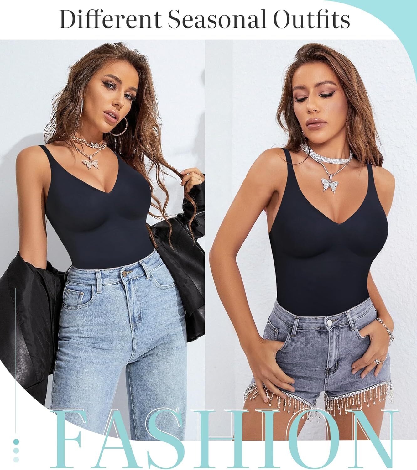 Women Tummy Control Shapewear Seamless Body Shaper Workout V-Neck Camisole Tops