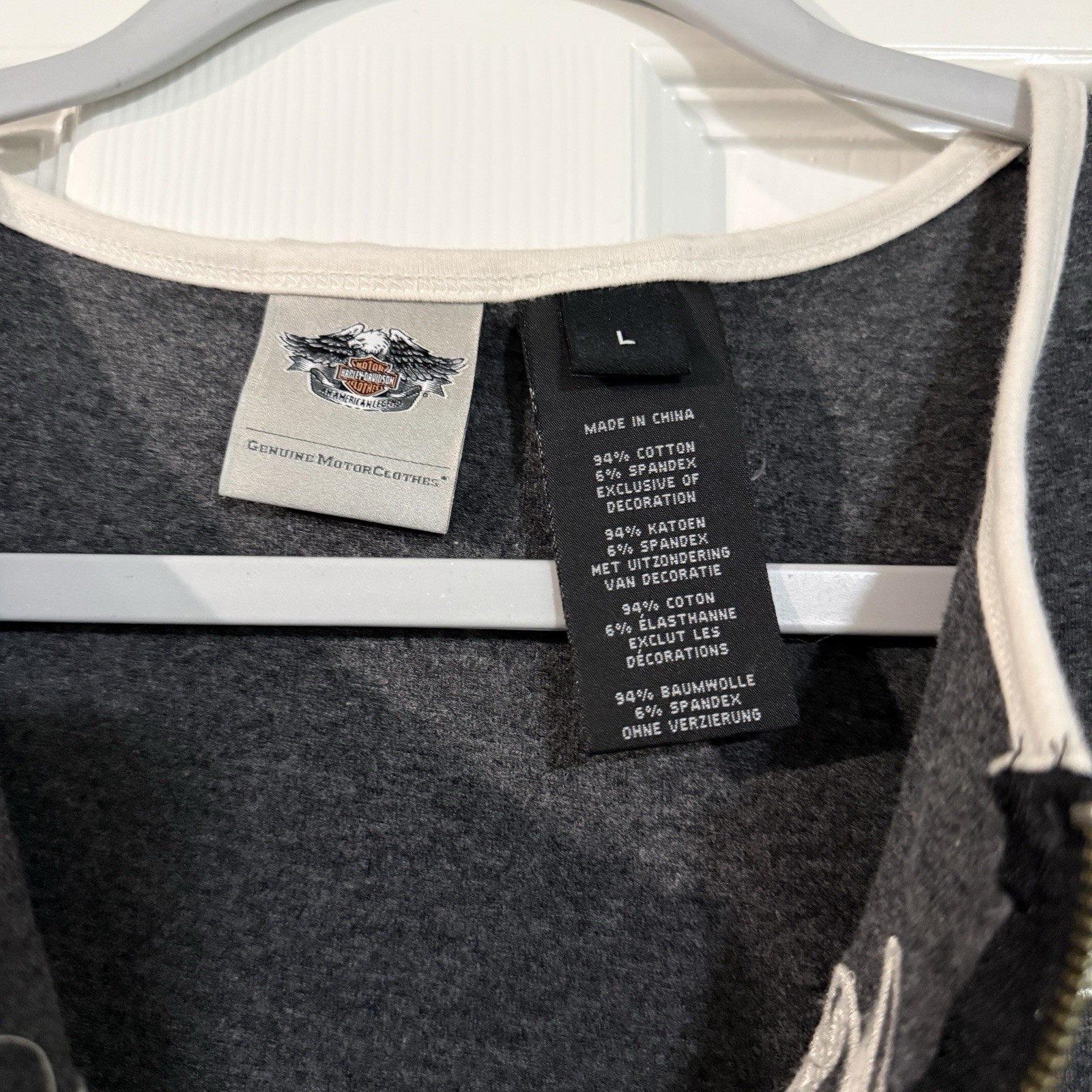 Harley Davidson Motorcycles Quarter Zip T-Shirt Womens Large Black Gray