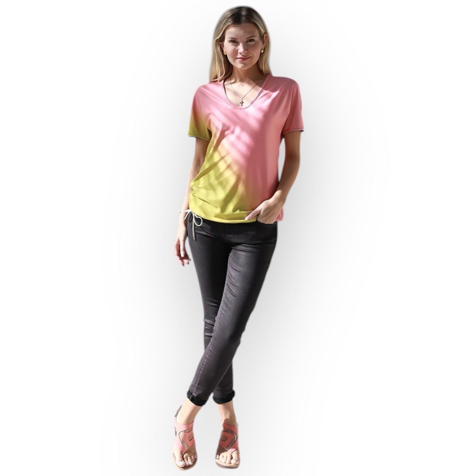 NWT Modzori Reversible & Adjustable V-Neck Top Horizon-Coral/Sunstream (XL)