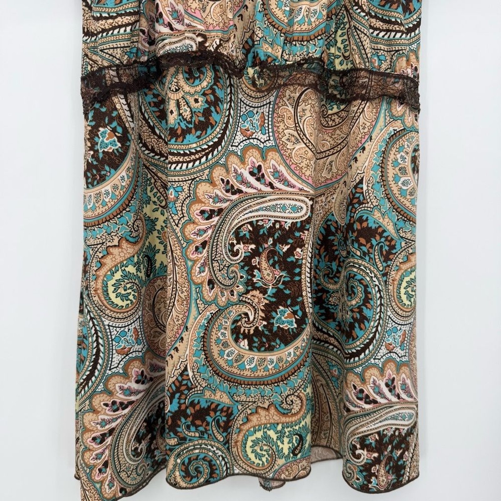 Ginger G Multicolor Brown Paisley Shimmer Top Sheer Y2k Size Small Retro