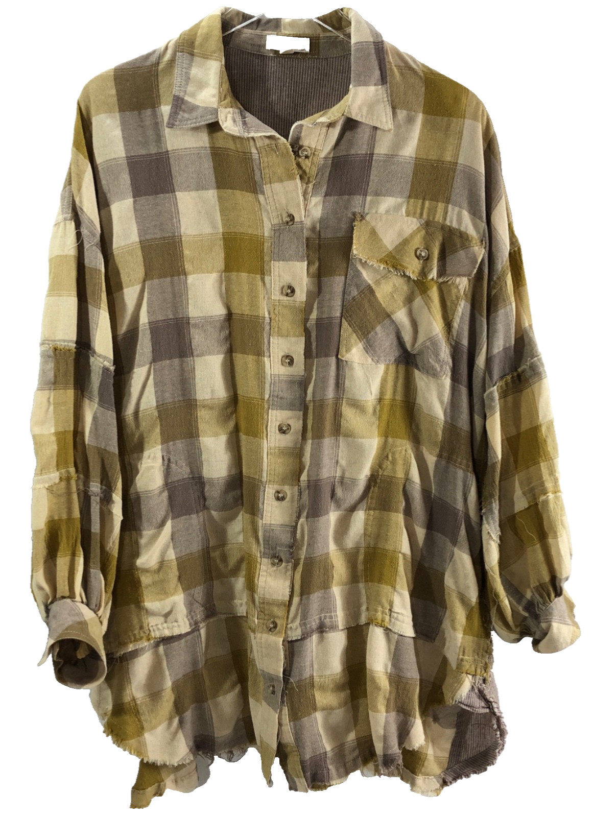 Easel Top Tunic Shacket Plaid Button Up Oversized – Women Size L