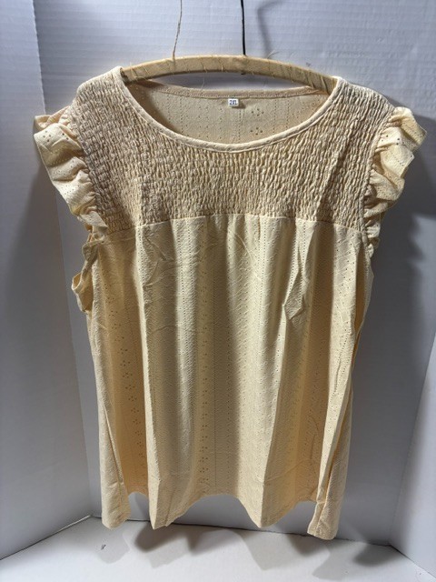 Womens Beautiful Yellowish Sleeveless Blouse SIZE 2XL FREE SHIPPING