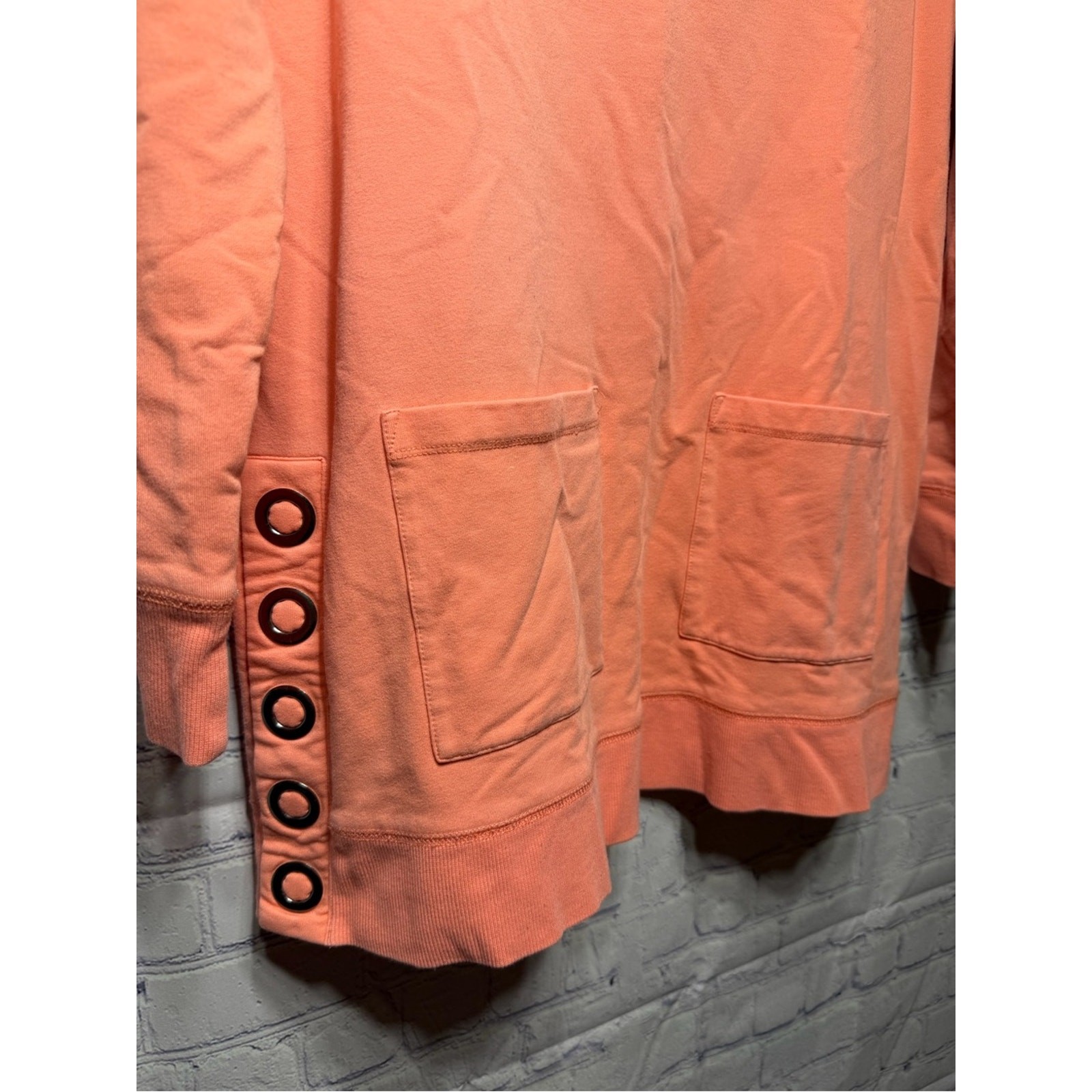 Soft Surroundings Womens Pullover Tunic Long Sleeve Sweatshirt Pink Orange Sz S