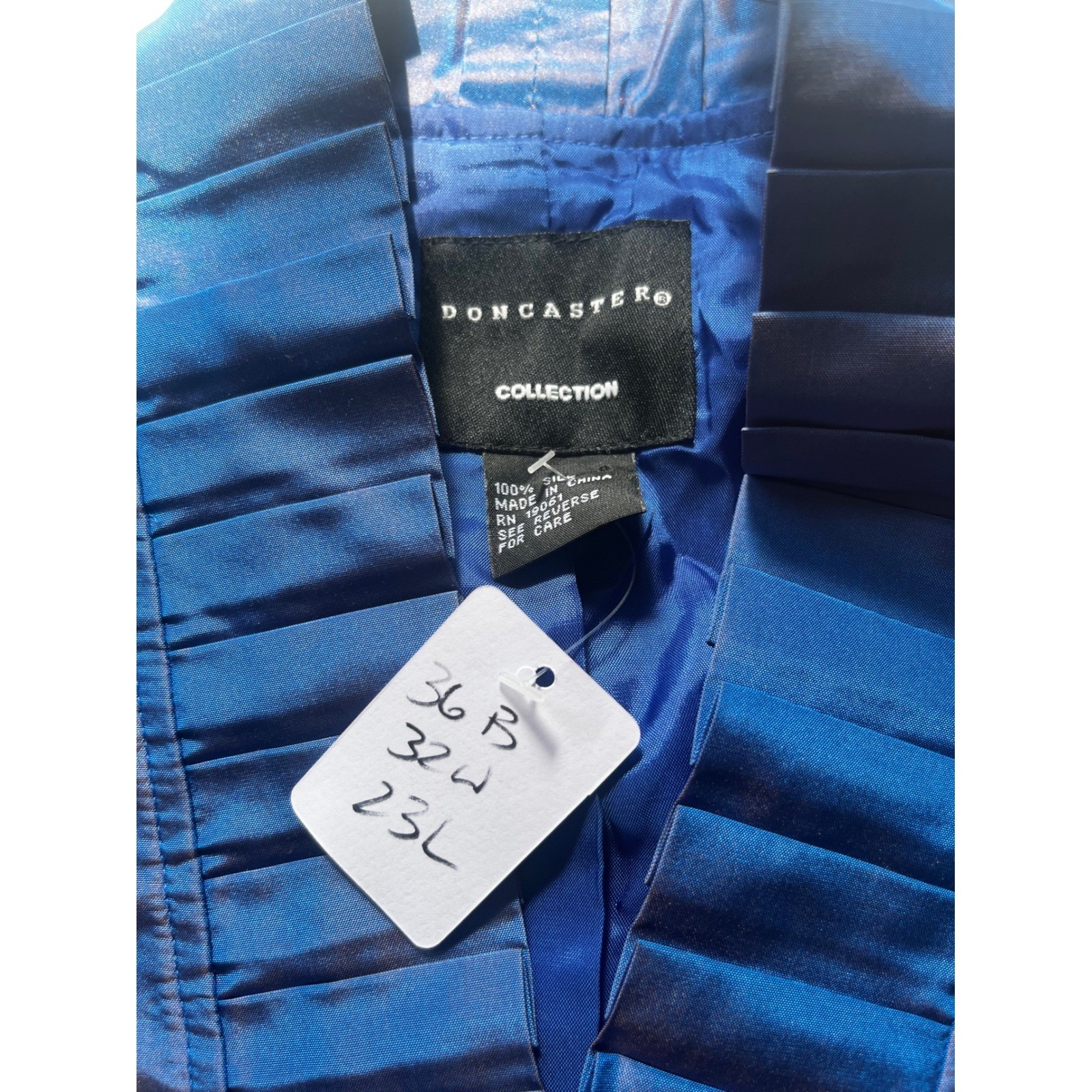 NWT Collection Royal Blue 100% Silk Ruffle Wrap Jacket Blouse 2P Petite