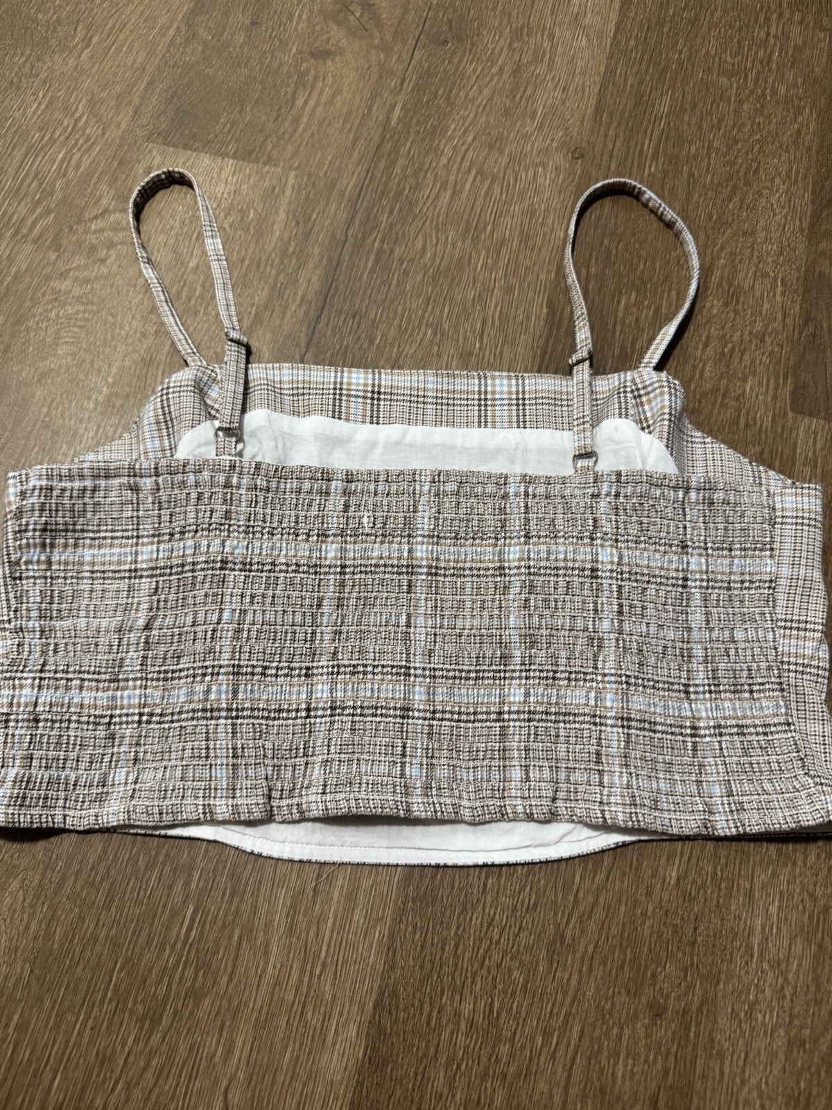 Aeropostale Tank Brown Plaid Stretch Adjustable Straps Summer New With Tags XL