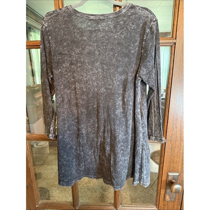 Jess & Jane Womens Gray Mineral Wash Long Sleeve Tunic Top M46-000 Size Medium
