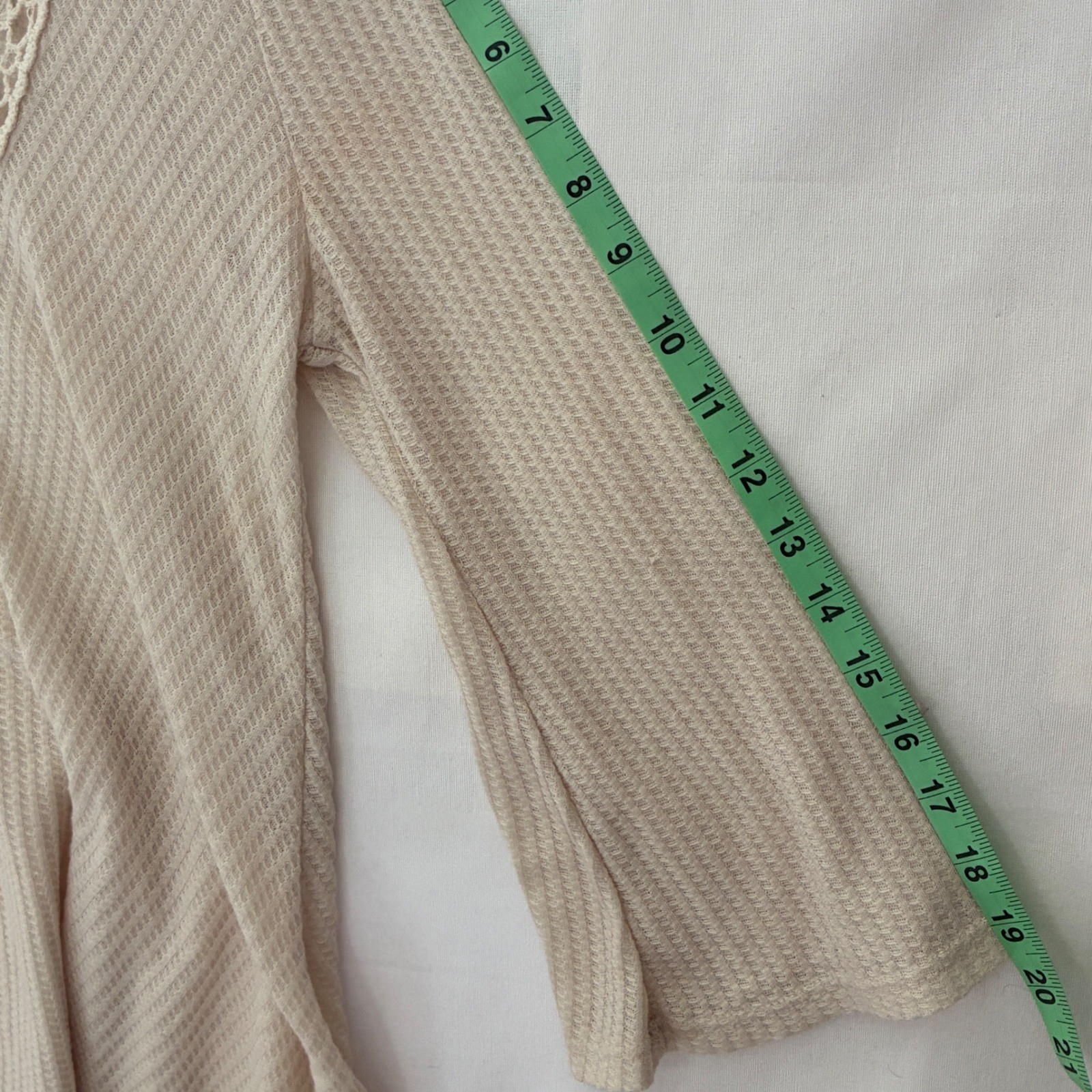 Earthbound Trading Co Waffle Knit Crochet Tunic Womens XL Cream Boho