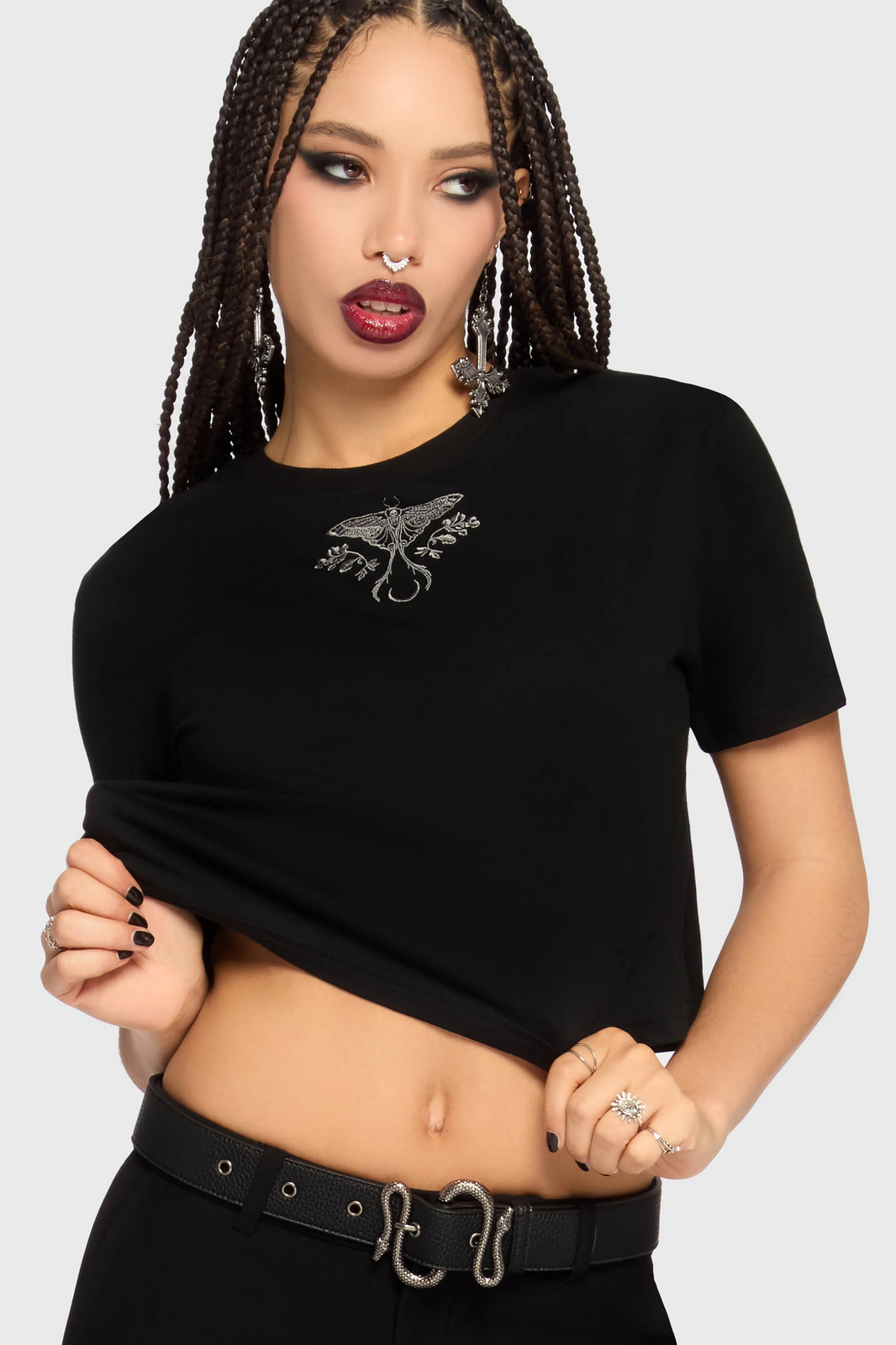 Killstar Gaia Adorned Embroidered T Shirt Womens Short Sleeve Goth Alternative
