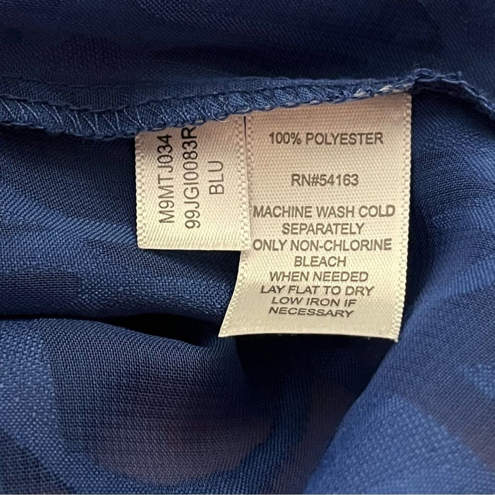 Marc New York Andrew Marc Sheer Blouse Tie Front Collared Floral Blue XL