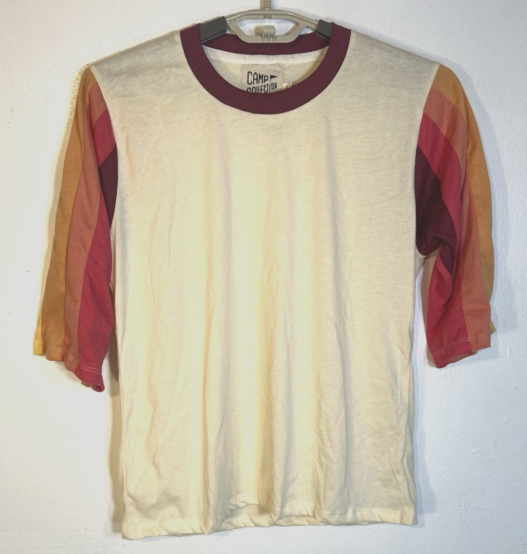 Camp Collection Women’s Small Cream & Multicolor 3/4 Sleeve Stevie T Shirt