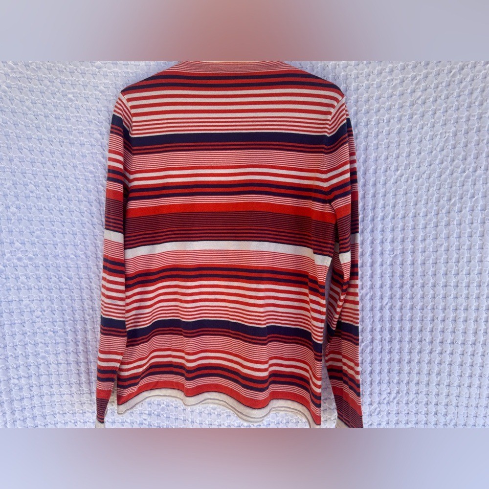 Duluth Trading Co Women’s Striped Mock Neck Top XL Coolmax Stretch