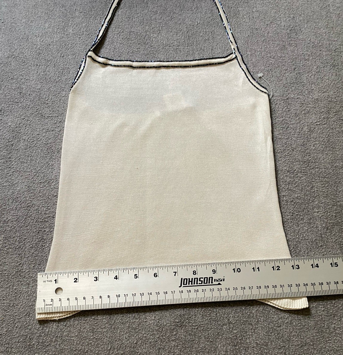 Vintage 90s Colette Dinnigan Silk Halter Sweater Top S Beaded Trim NWOT Luxe