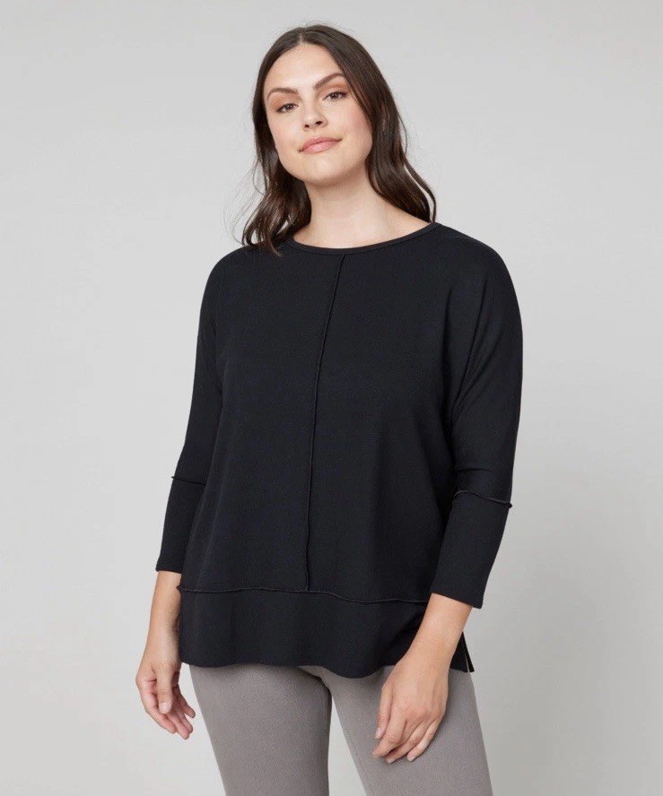 SPANX Perfect Length Top Women’s Black Sz L 3/4 Dolman Sleeve Sweatshirt 50171R