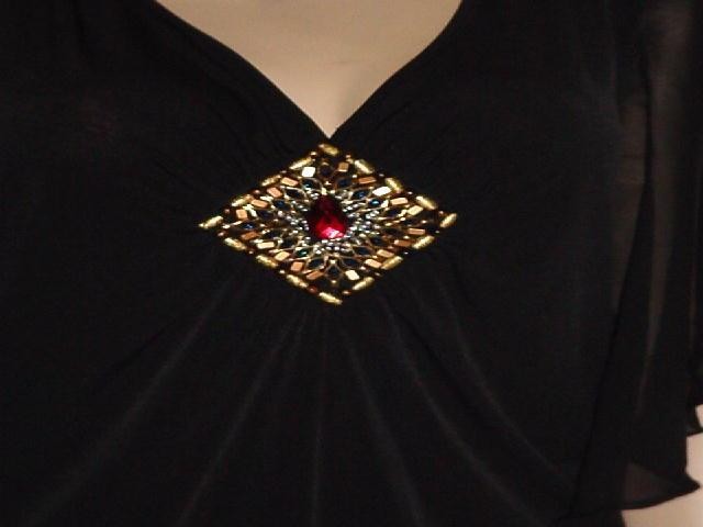 NWT ESPRESSO SEXY BUTTERFLY BAT WING SHEER SLEEVE TUNIC TOP BLOUSE BLACK SZ L