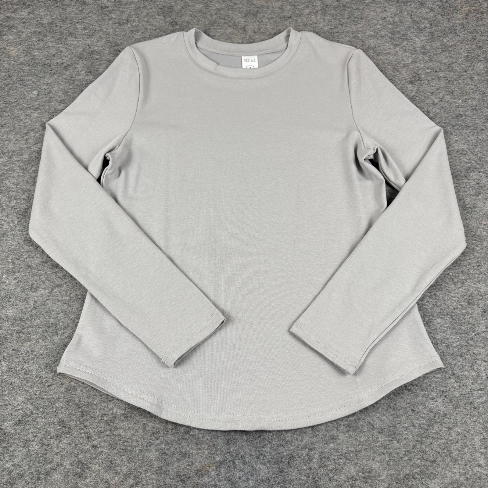 BYLT Premium Basics Drift Long Sleeve Shirt Fitted Gray Womens Small S