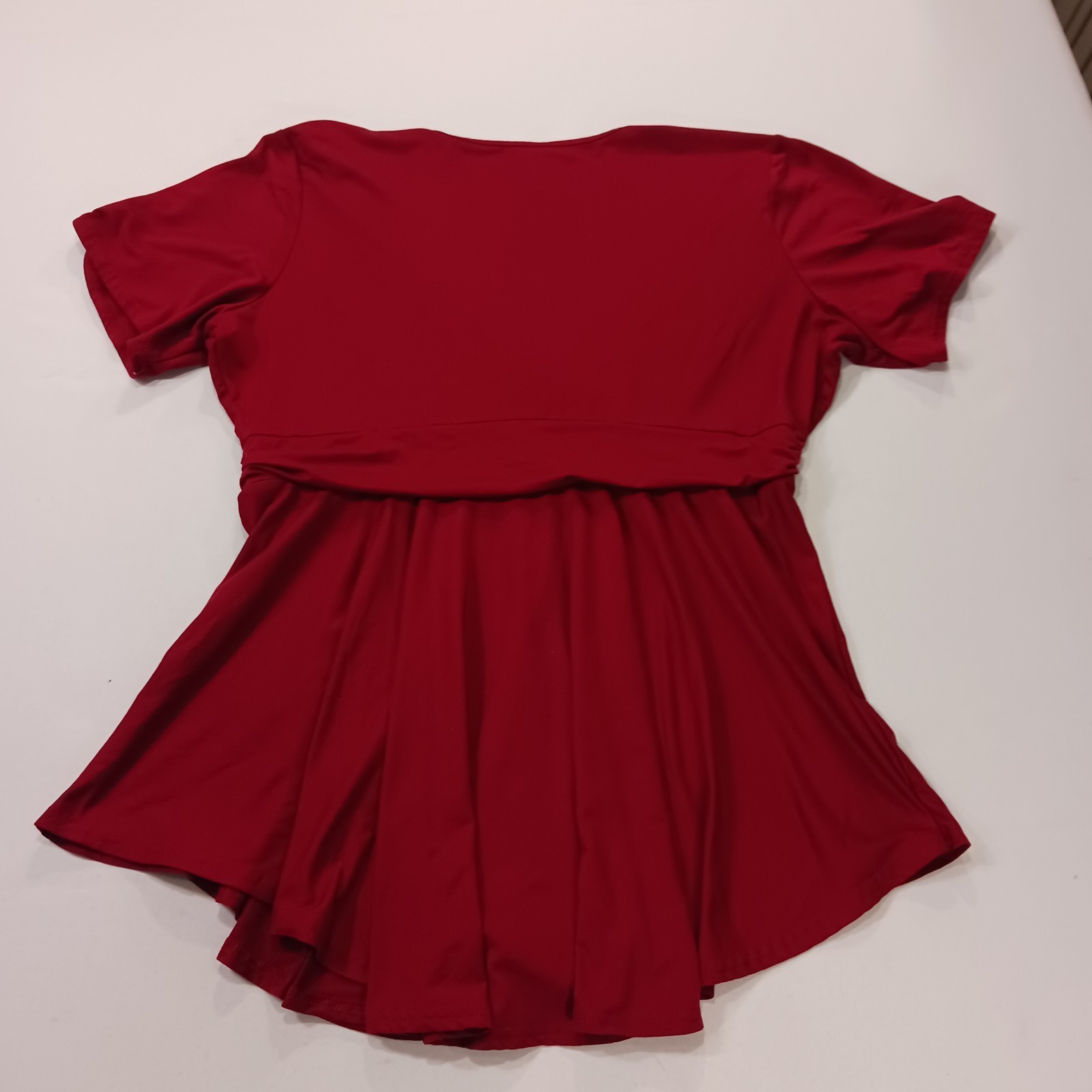 Allegrace Women’s Red Stretch Short Sleeve Casual Top Blouse Size 1X
