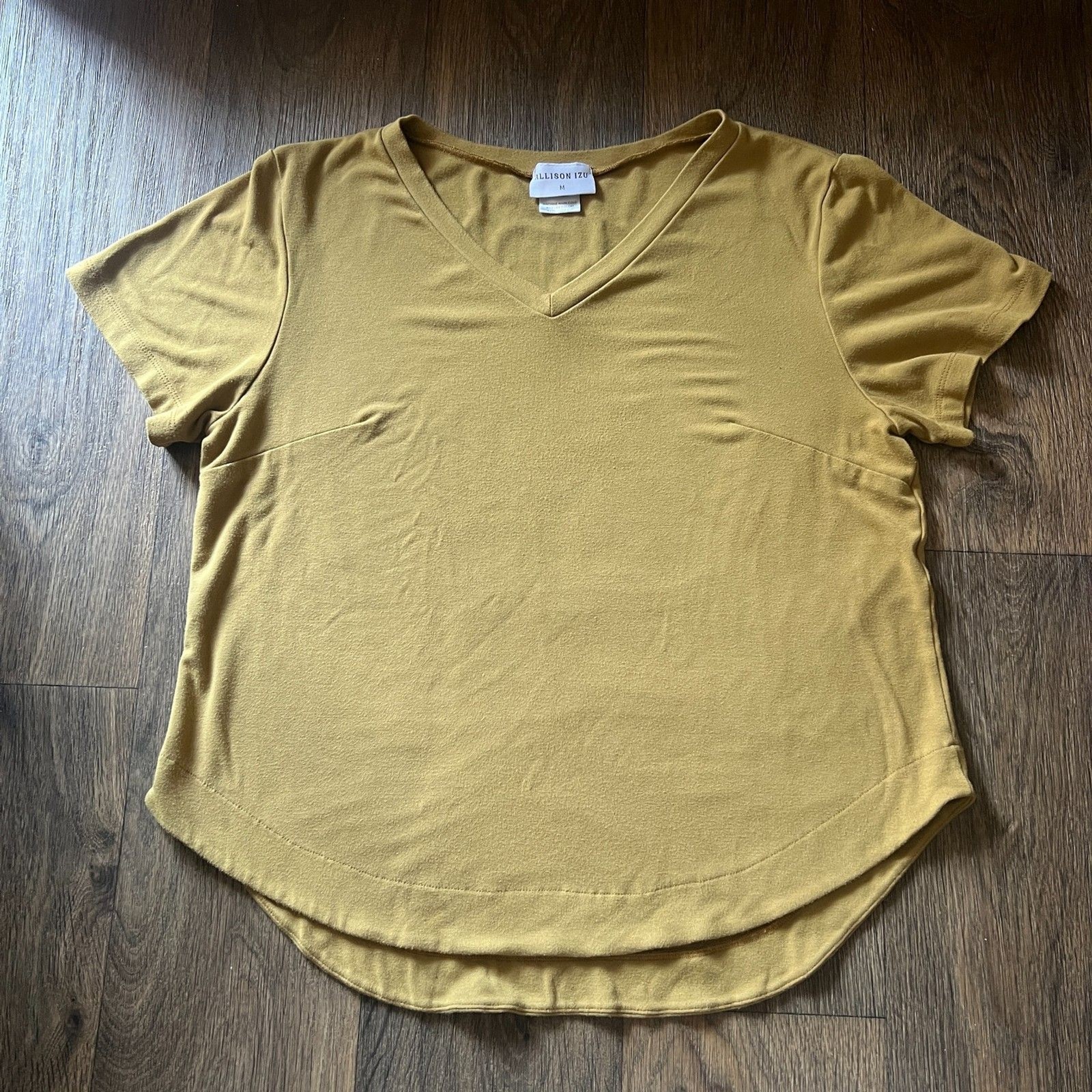 Allison Izu chartruse minimalist capsule indie short sleeve v neck t shirt M
