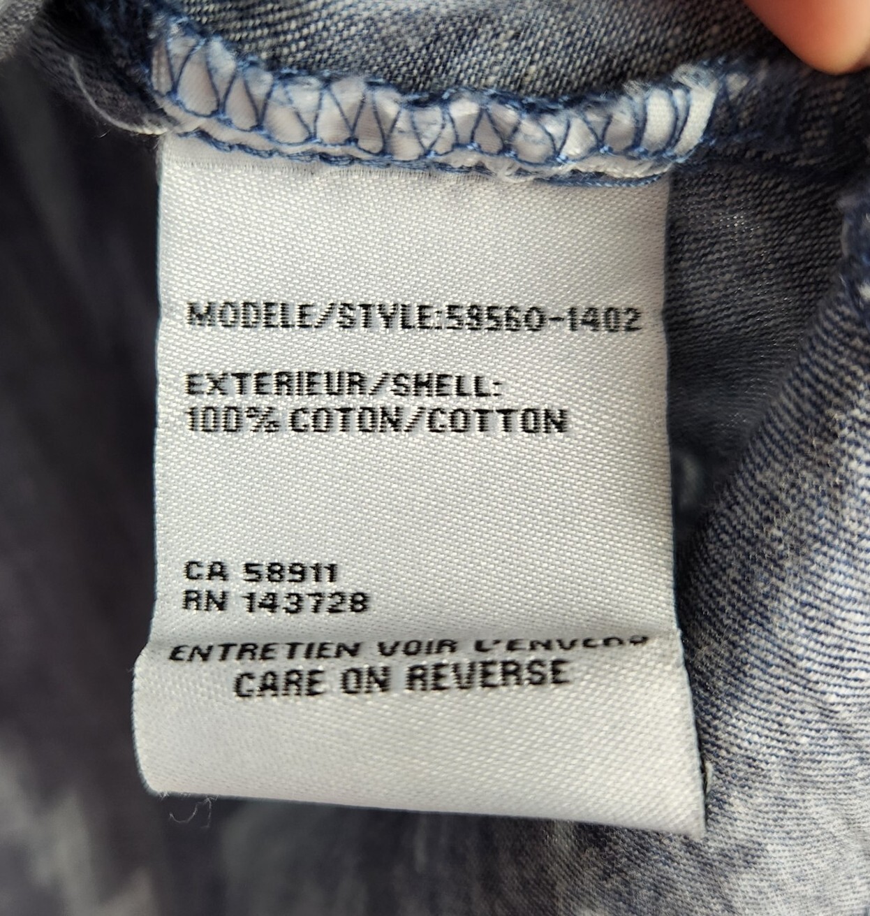 Tribal Jeans Boho Top Blue Chambray Denim Sz P/S Womens Off the Shoulder Western