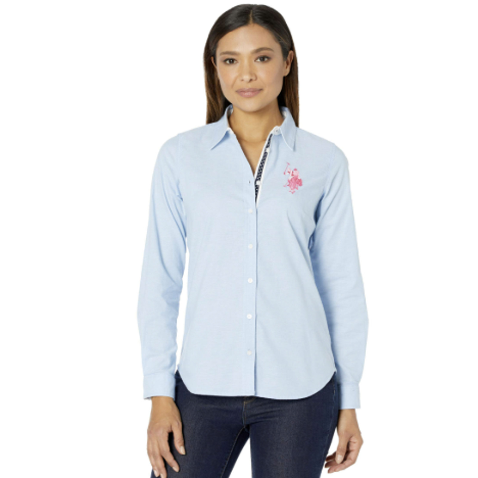 U.S. Polo Assn. Women’s Medium Tonal Long Sleeve Button Up Oxford Shirt OS29-30