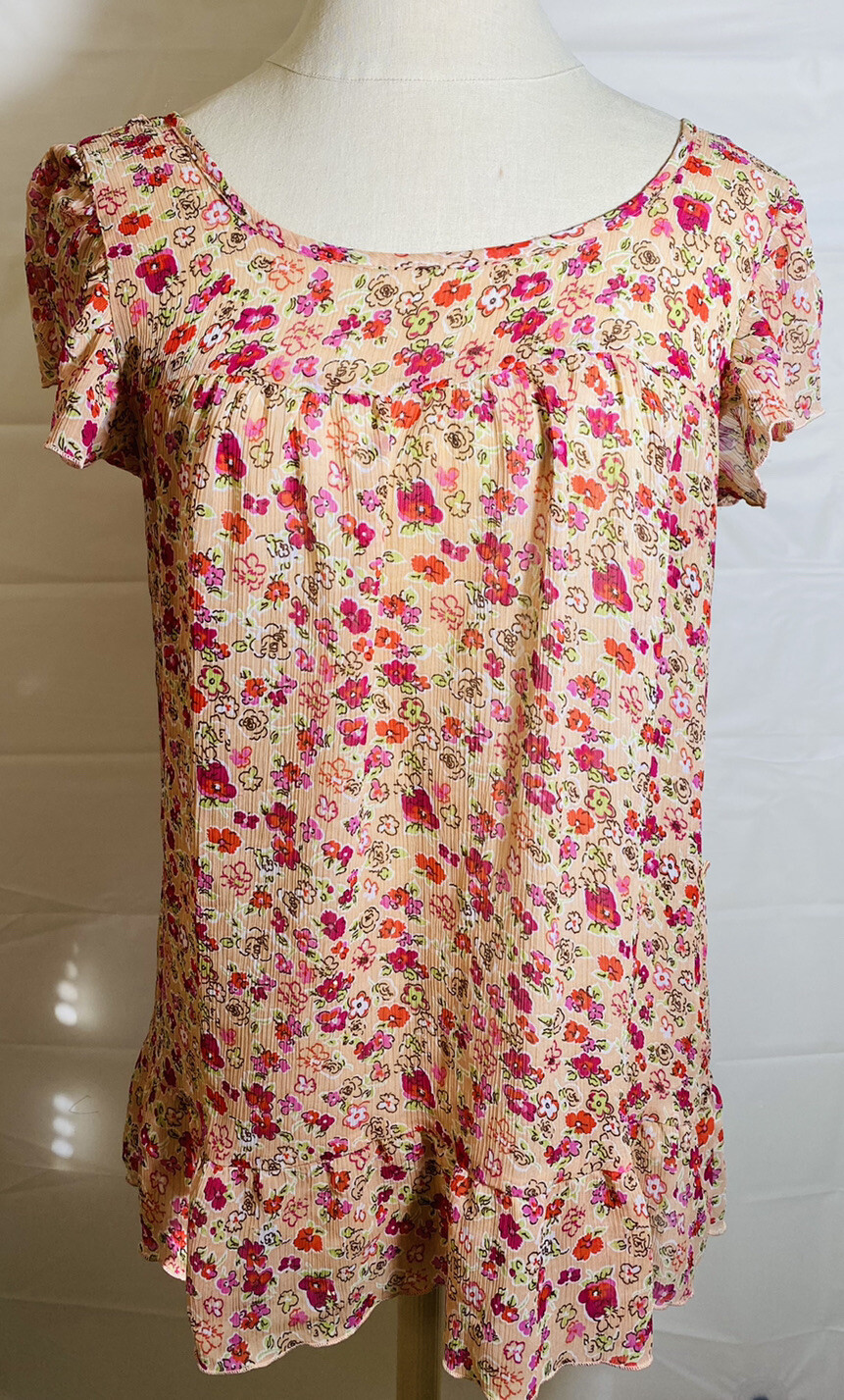 Speeckless Womens Blouse Xl Multicolor Floral Colorful Messing West tie