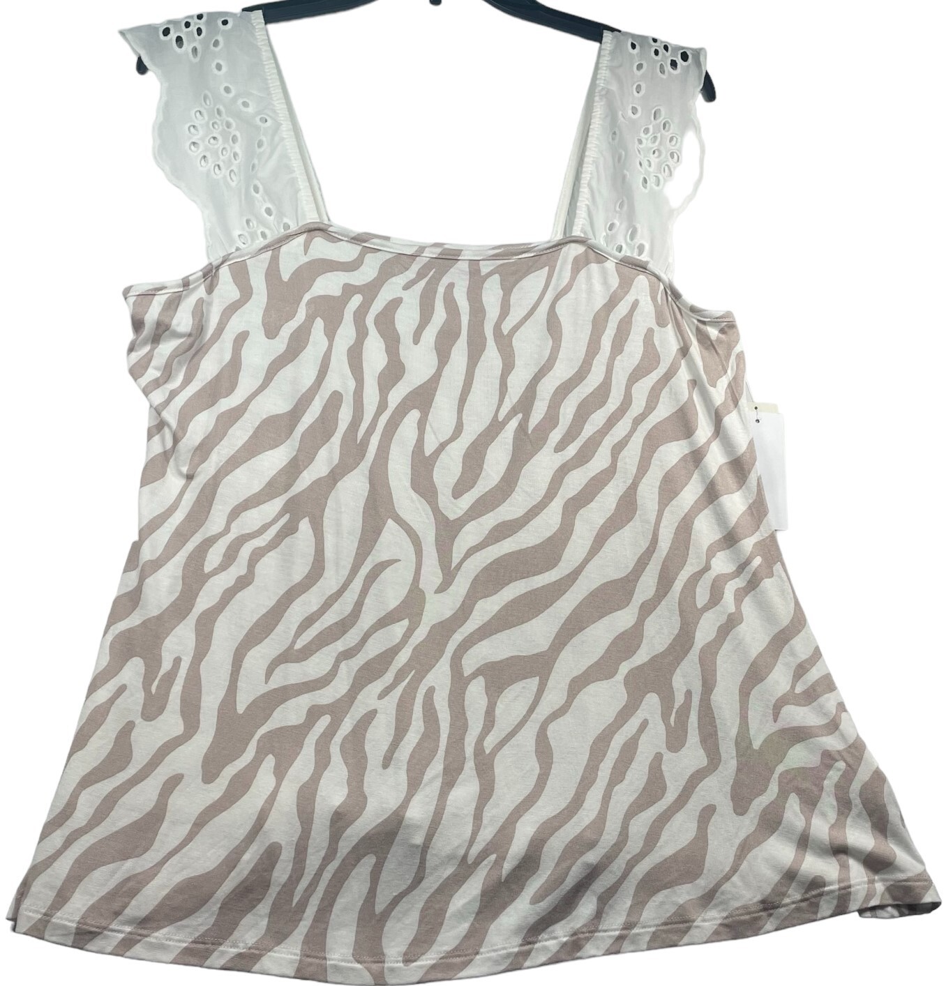 Willow Drive Blouse Womens size Large Beige White Sleeveless Stretch Top New