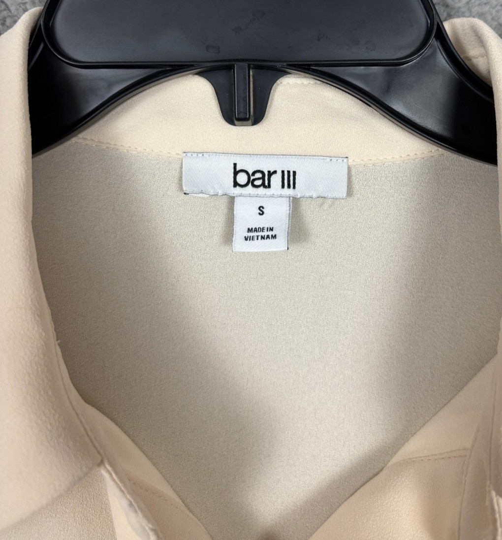 Bar III Women’s Rhinestone-Cuff Button-Front Shirt Light Tea Small NWT’s.