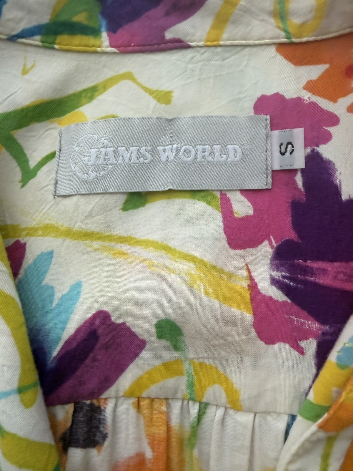 Jams World Women’s S Flower Dream Hawaiian Floral Shirt Button Up Tropical Artsy