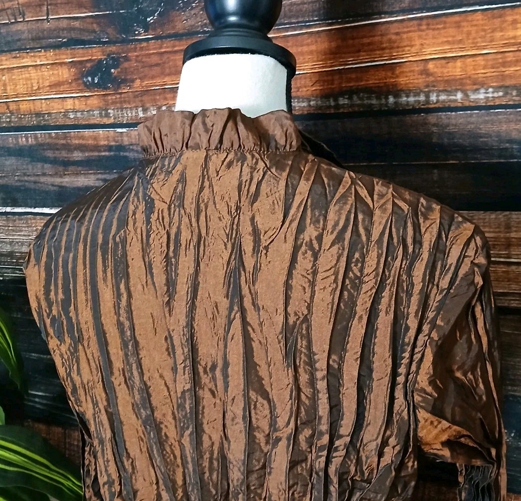 Agora Blouse Size Large Shimmer Ruffle Rhinestone Steampunk Shirt Vintage
