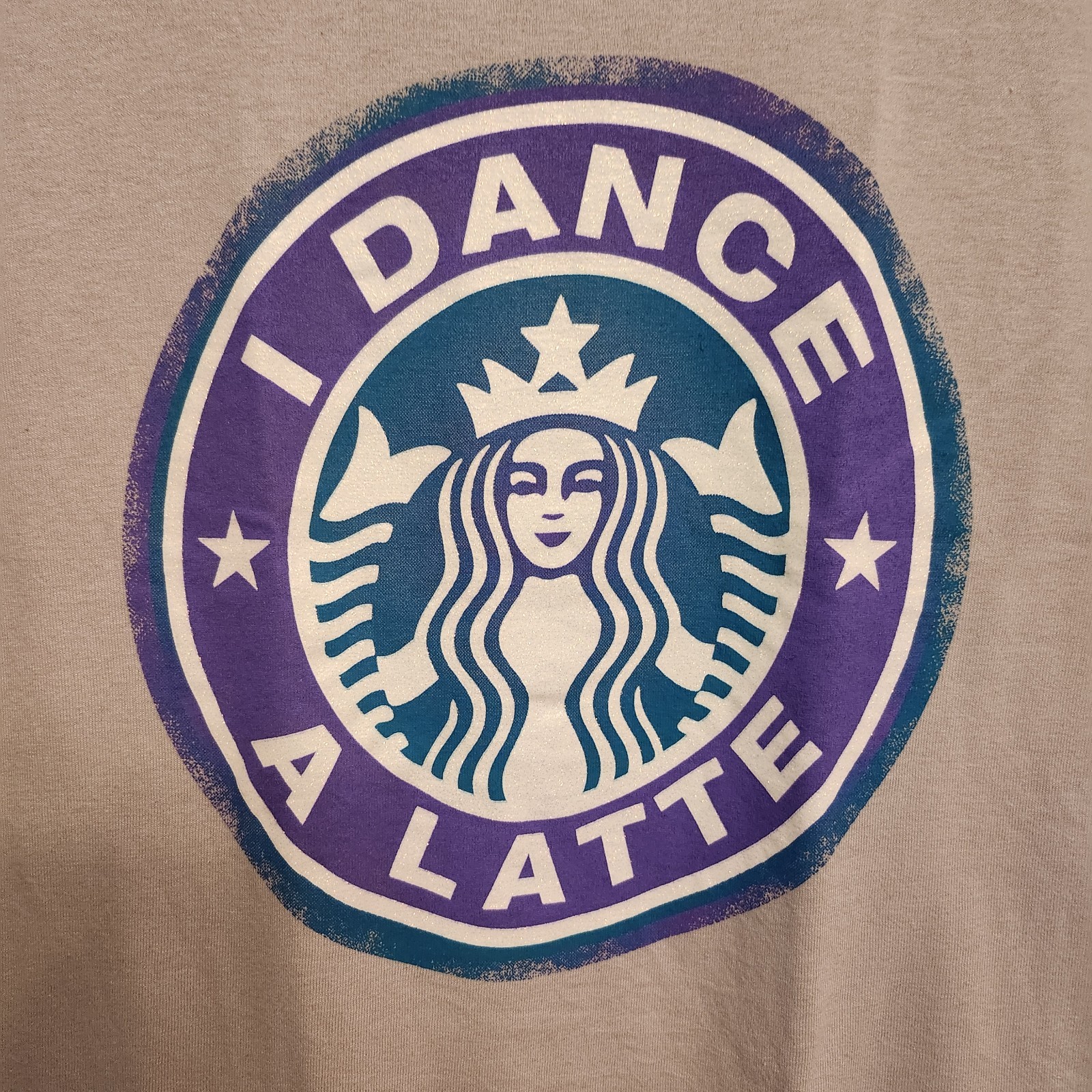 NWOT Starbucks Gray Graphic Tee Siren Logo I Dance A Latte Sz S Dancer Fuel