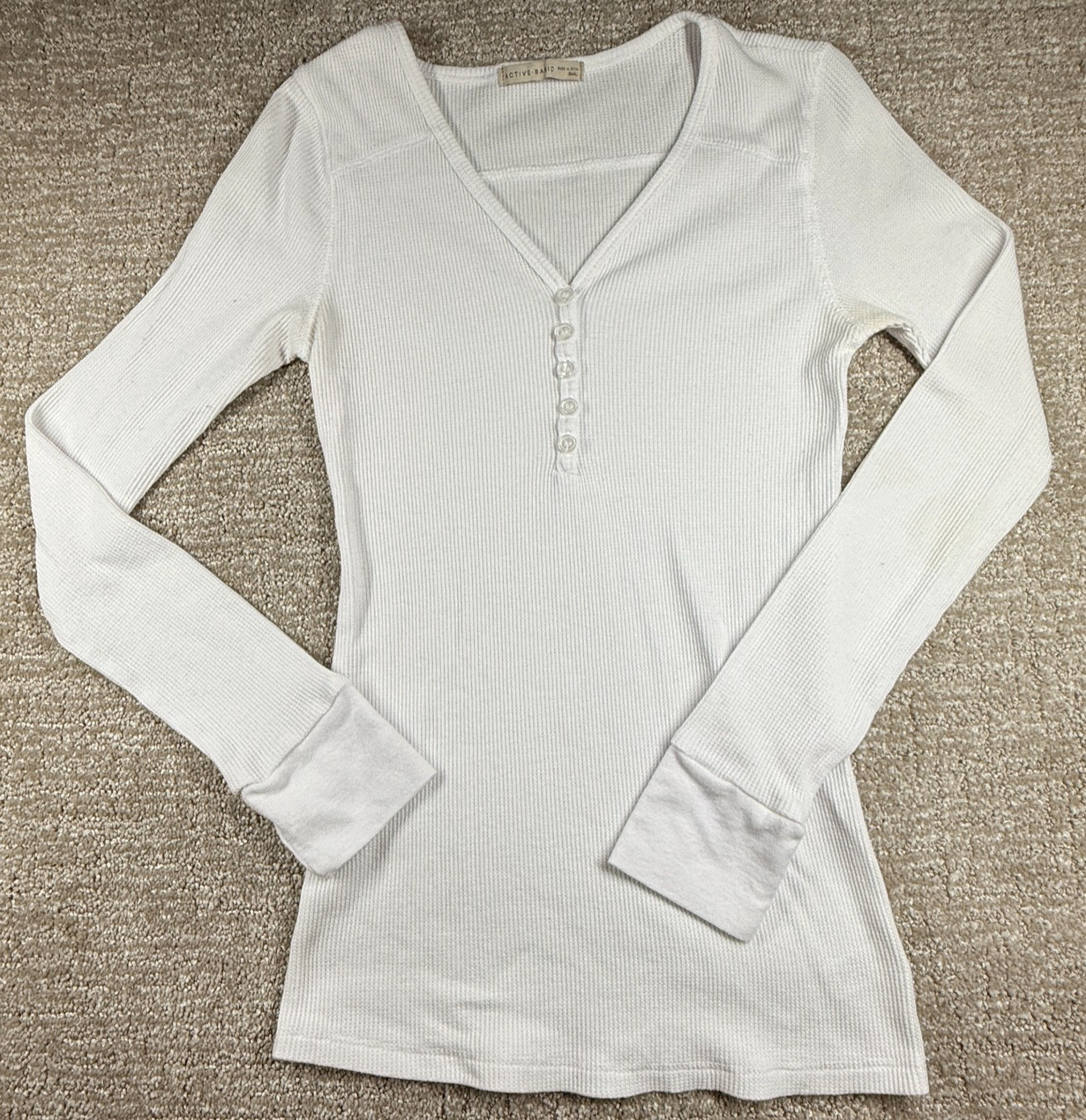 Active Basic Waffle Knit Henley Tops Women Small Lot 3 Long Sleeve Thermal Shirt