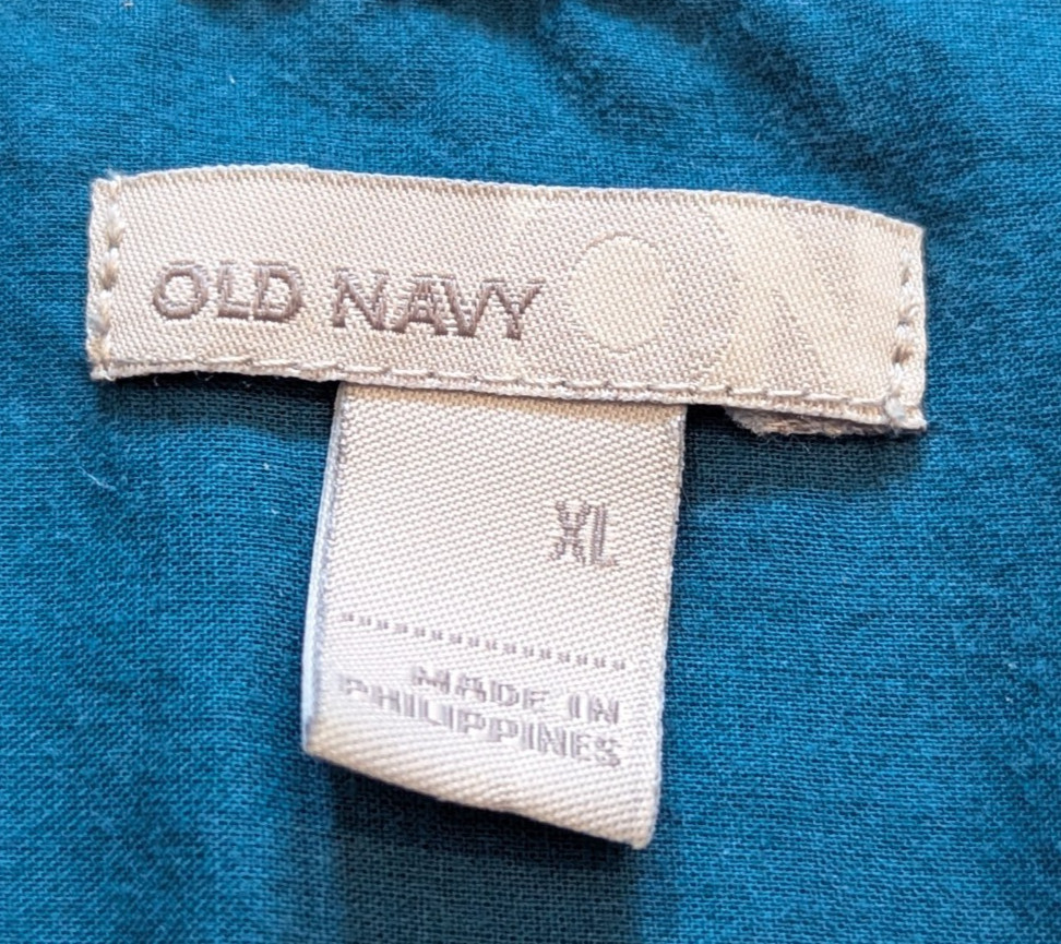 Old Navy Dark Turquoise Short Sleeve Top Size Xl Button Front Vintage-lp15