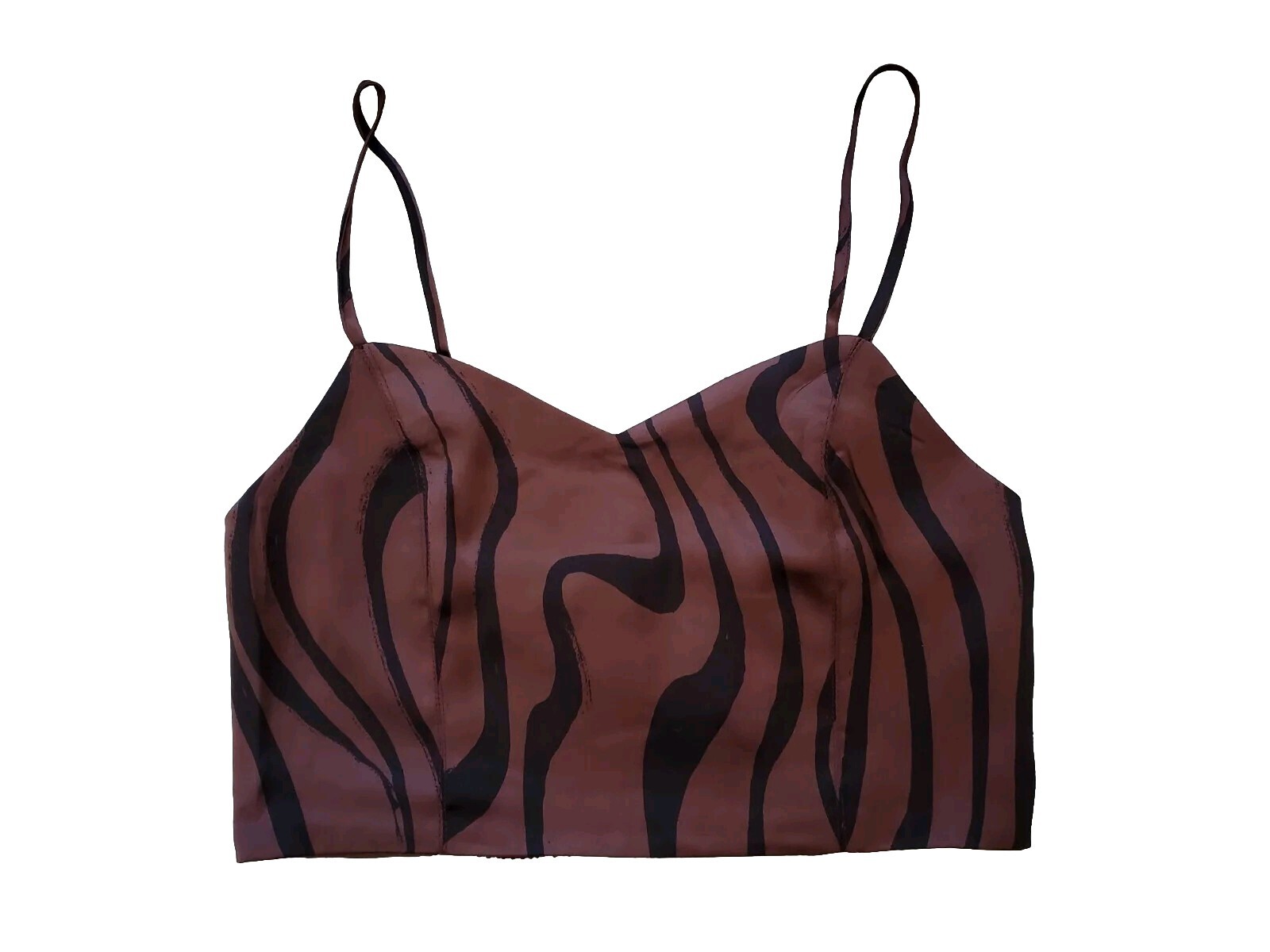 NWTHouse of Harlow 1960 Brown Tiger Print Crop Top Satin Straps Medium