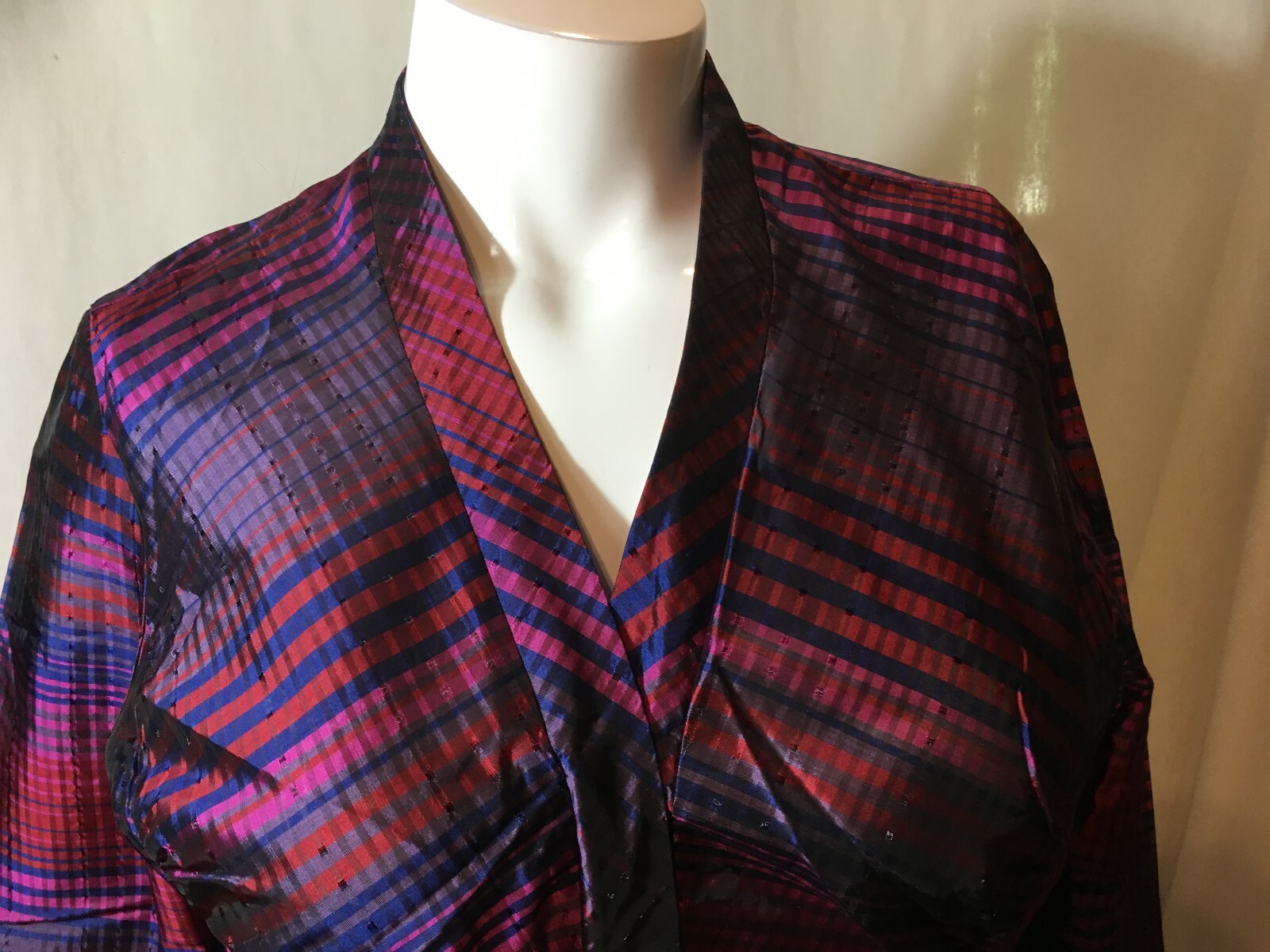 NEW COLDWATER CREEK WOMEN’S COLORFUL SIZE S M L XL 1X ZIP FRONT BIAS PLAID SHIRT