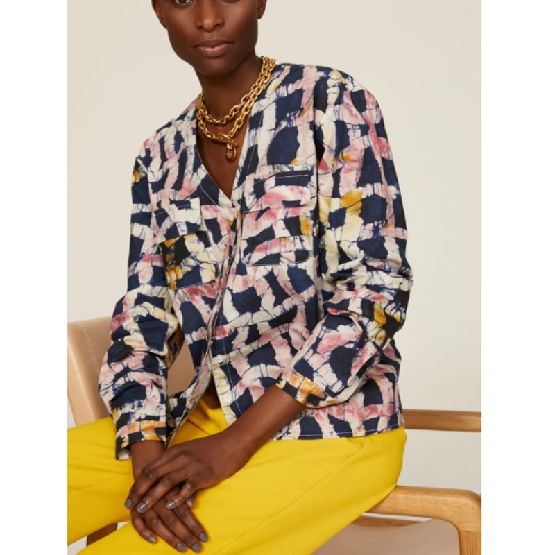 BUSAYO COLLECTIVE Multicolor Abstract Two Tone Button-Up Shirt Size XS