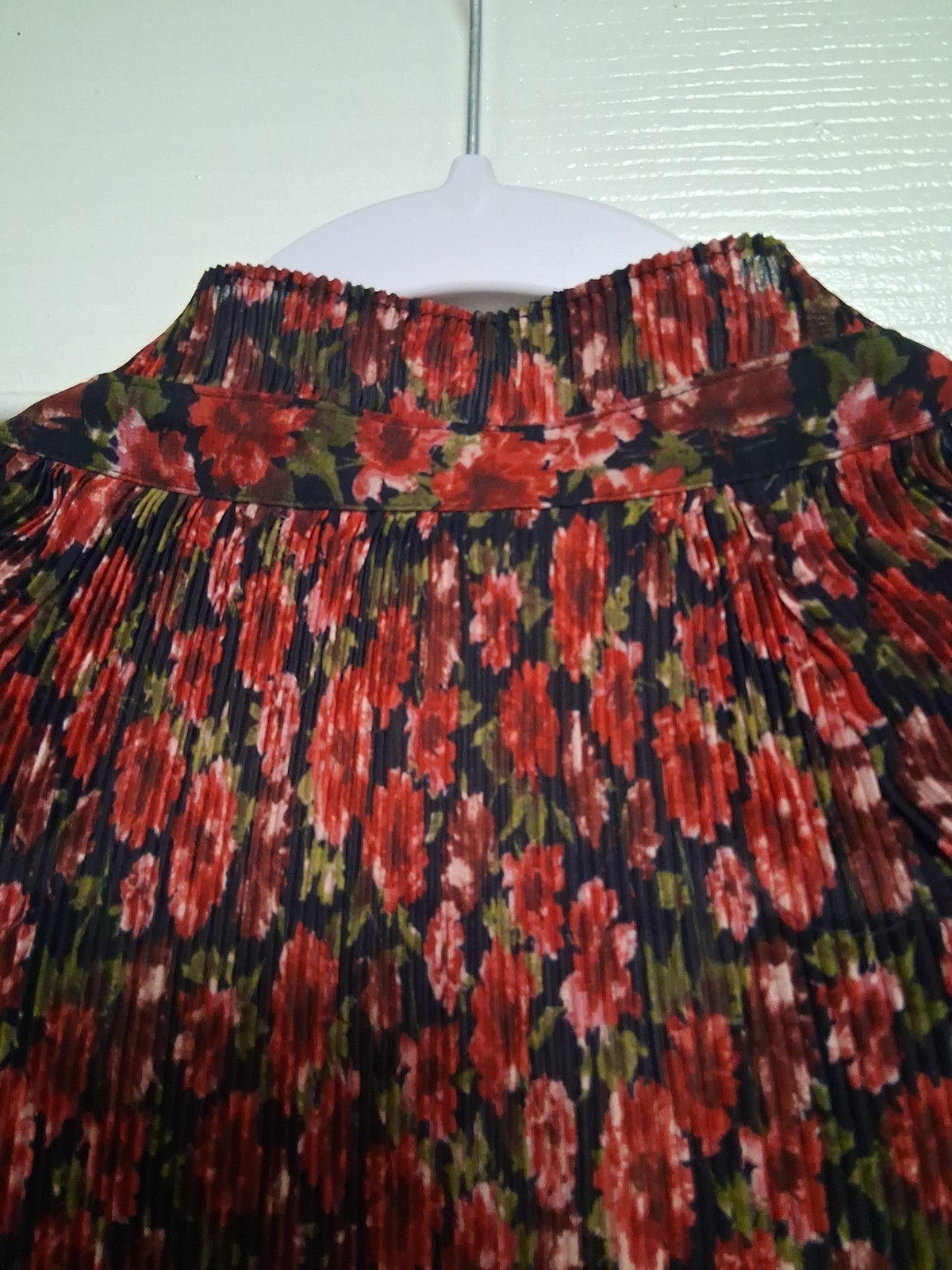 Lauren Ralph Lauren High Neck Semi Sheer Long Sleeve Red Floral Blouse XL Fairy