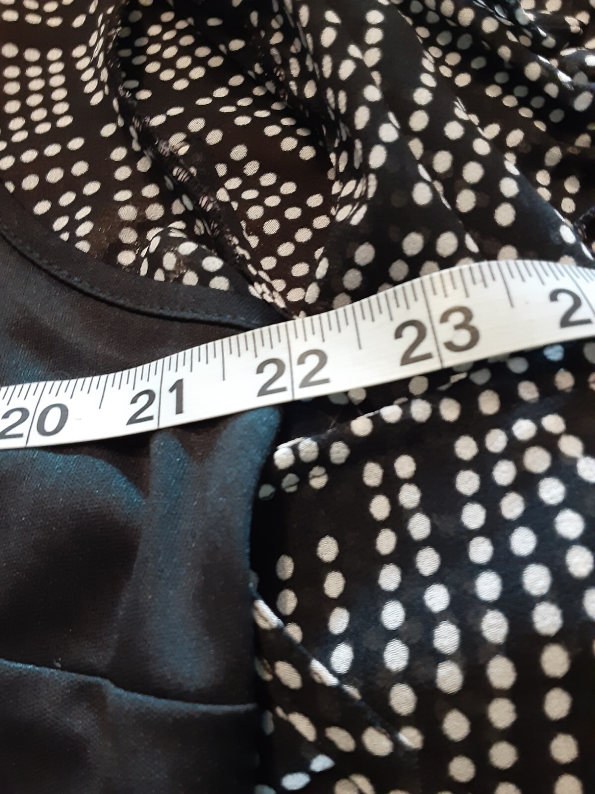 Club Z Collection Sz 1X 2 Piece Set Blouse Black White Polka Dot Ruffled 3/4 Sl