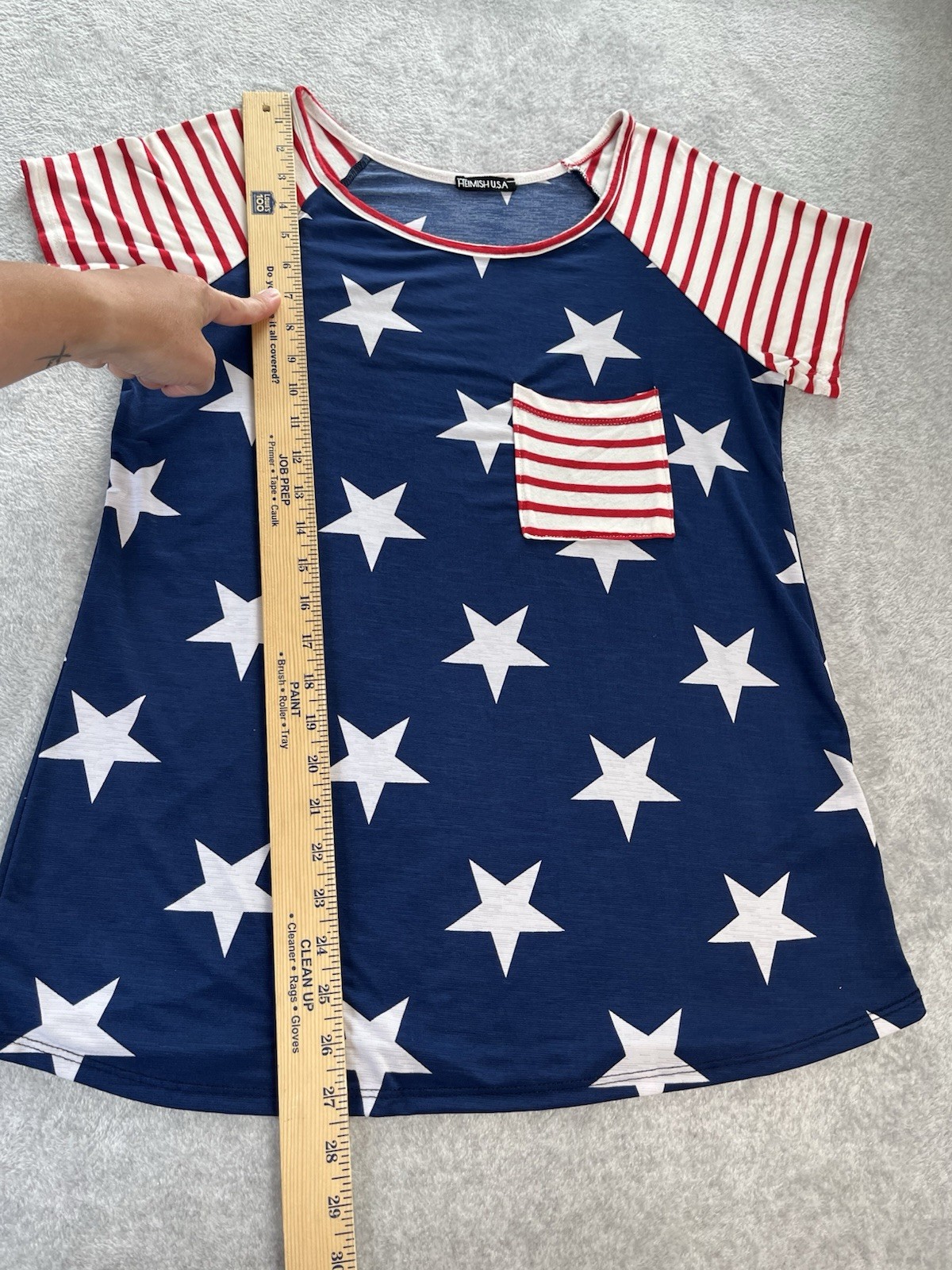 Hemish U.S.A. Flag Tee Blue White Red Stars Stripes Pullover Short Sleeve Sz Sm