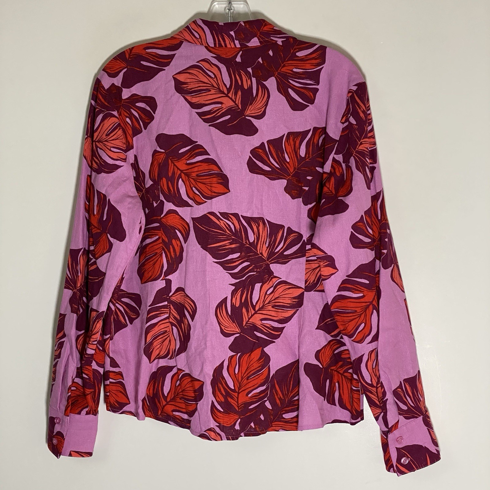 Sofia Jeans By Sofia Vergara Top Womens Large Pink Red Floral Linen Blouse Boho