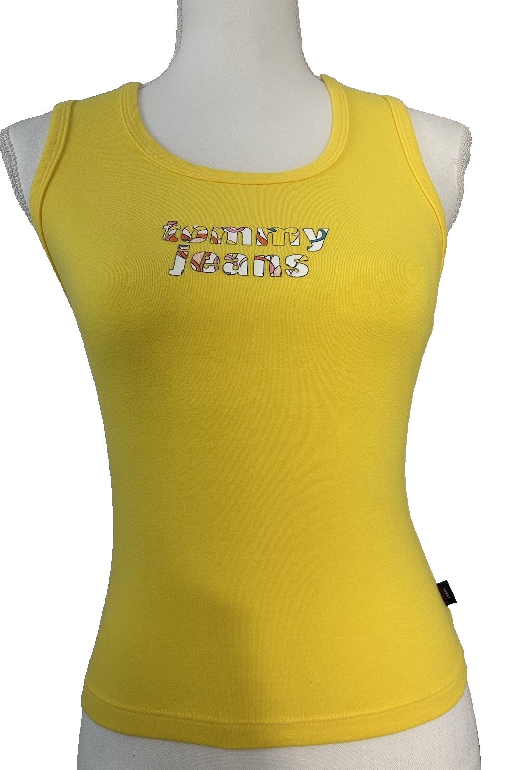 Vintage Tommy Jeans Emo Dopamine Yellow Tank with Crossover Back Sz M